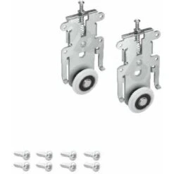 2x Chariot Inférieur Pour Porte Coulissaante Sans Cadre 18mm Blue V Avec Vis Placard Dressing Guide Guidage Bas Meuble Rail Ferrure Coulisse