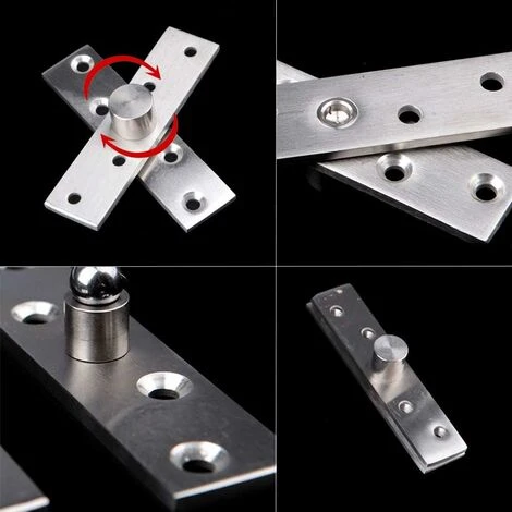 Charnières De Porte 4 Pièces Charnières Pivotantes, Charnières De Porte En Acier Inoxydable, Charnières Rotatives à 360 Degrés 75 X 17 Mm Argent, Pour Porte, Fenêtre, Placard – Image 4