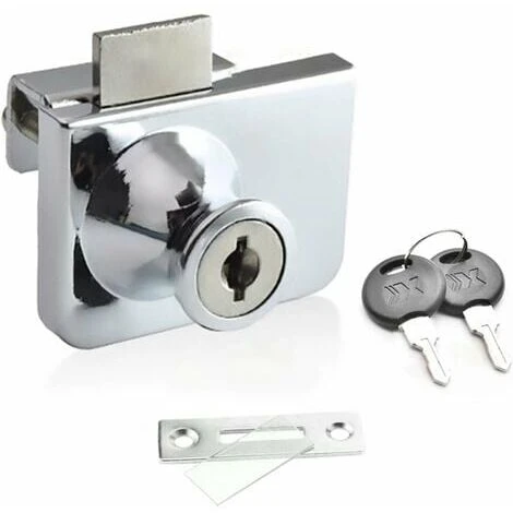 RUIOIU De Porte En Verre,Serrure Vitrine,Verrous De Sécurité à Double Ou Single Ouverture, Pour Porte En Verre De 5-8mm, Clé Séparée Sans Perçage, Alliage De Zinc