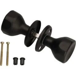 KOTARBAU Bouton De Porte Rotatif Noir Garniture De Porte Poignée De Porte Avec Vis De Montage Bouton à Bille En Acier Laqué Bouton De Porte Rotatif Garniture De Protection