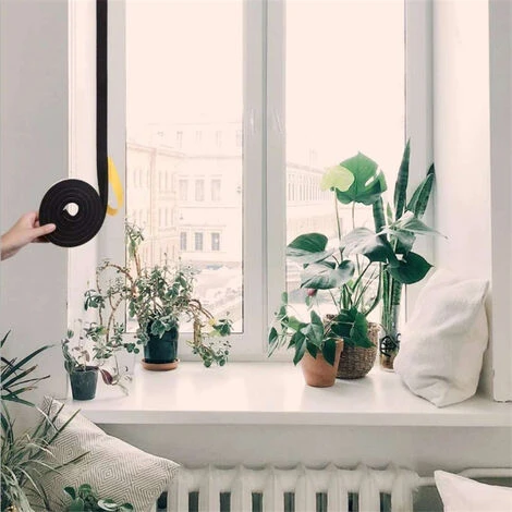 Joint Adhésif Fenêtre Porte 3 Rouleaux 2000mm X 30mm X 10m Joint En Bande D'Isolation Phonique Joint Calfeutrage En Caoutchouc Anti Froid Multiusage Antidérapant -Mousse Blanc Film Jaune – Image 2