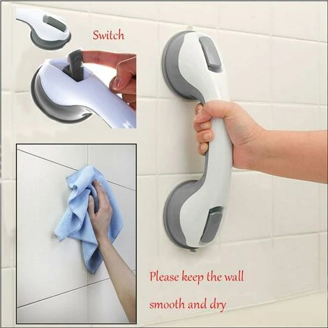 2 PCS Poignée Baignoire De Sécurité/Poignée/ventouse De Douche Pour Salle De Bain + WC (Gris) – Image 5