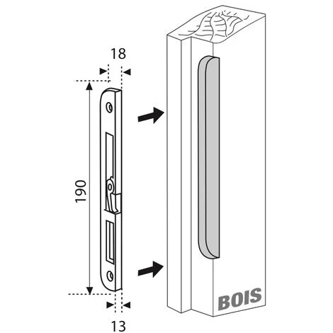 FERCO By THIRARD - Gâche Centrale Encastrable Pour Porte D'entrée Bois, Droite, 190x18x14mm, Fercomatic, G-22826-00-R-1 – Image 2