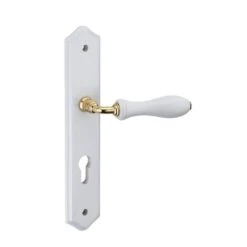 THIRARD - Ensemble De Poignées Pour Porte D'entrée Themis Trou De Cylindre, Carré 7mm, Entr'axes 195mm, Bois Blanc