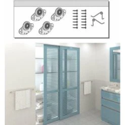 Jeu SEVROLL De 2 Chariots Supérieurs Et 2 Chariots Inférieurs De Porte Coulissante 18mm Guide Coulisse Fixation Armoire Dressing Placard Garniture