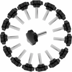 Liquidation totale Étoile à La Main Vis 15 Pièces Vis De Serrage Sur Le Bouton Étoile Bouton En Forme D'étoile Vis Sur Le Bouton Fil De Serrage Bouton Noir En Plastique Pour Meubles DeMachine-outil（M