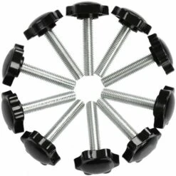 Liquidation totale 10Pcs Boutons De Serrage M8 X 40mm Vis à Tête Moletée, Bouton à Main Fileté Ecrou En Etoile Boulon De Serrage De Filetage M8 Avec Ecrou, Boutons De Serrage De Filetage Avec Poignée