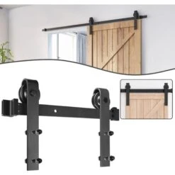 Garniture De Porte Coulissante Ferrure Pour Système Pour Portes Coulissantes Avec Rail De Roulement Ensemble Complet 200cm HENGMEI