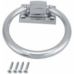 Anneau De Traction Poignée De Porte Acier Inoxydab Argent Brillant Anneau De Traction En Métal Chromé Rond Heurtoir De Porte En Bois Intégré Chaise Tire Poignée Décor (100 X 54 X 37 Mm)