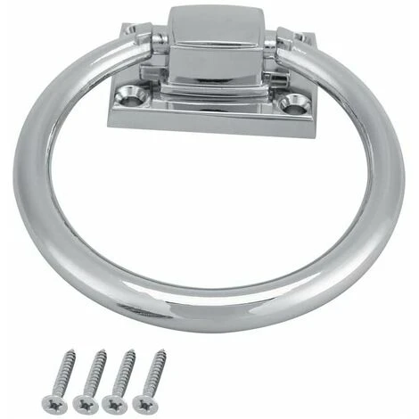 Anneau De Traction Poignée De Porte Acier Inoxydab Argent Brillant Anneau De Traction En Métal Chromé Rond Heurtoir De Porte En Bois Intégré Chaise Tire Poignée Décor (100 X 54 X 37 Mm)