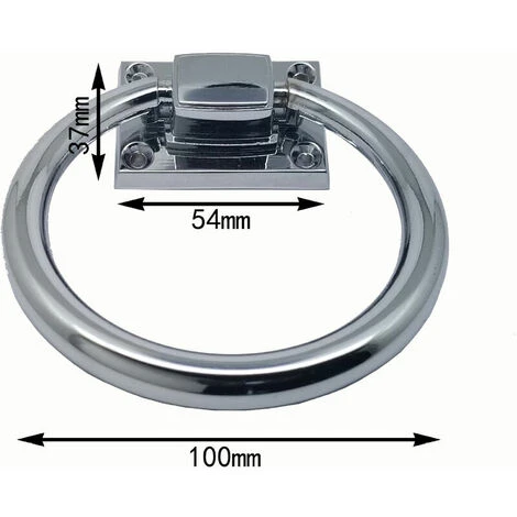 Anneau De Traction Poignée De Porte Acier Inoxydab Argent Brillant Anneau De Traction En Métal Chromé Rond Heurtoir De Porte En Bois Intégré Chaise Tire Poignée Décor (100 X 54 X 37 Mm) – Image 3