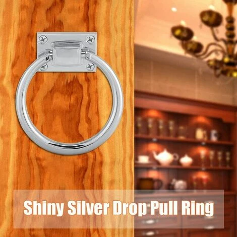 Anneau De Traction Poignée De Porte Acier Inoxydab Argent Brillant Anneau De Traction En Métal Chromé Rond Heurtoir De Porte En Bois Intégré Chaise Tire Poignée Décor (100 X 54 X 37 Mm) – Image 5