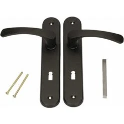 KOTARBAU Poignée De Porte 72 Mm Gauche Droite Serrure à Embout Noir Ensemble De Porte Garniture De Porte Poignée De Porte Poignée De Porte Ensemble De Poignées Porte De Chambre Plaque Longue Alu