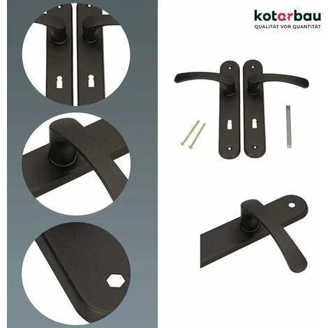 KOTARBAU Poignée De Porte 72 Mm Gauche Droite Serrure à Embout Noir Ensemble De Porte Garniture De Porte Poignée De Porte Poignée De Porte Ensemble De Poignées Porte De Chambre Plaque Longue Alu – Image 3