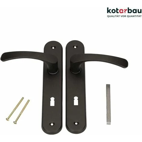 KOTARBAU Poignée De Porte 72 Mm Gauche Droite Serrure à Embout Noir Ensemble De Porte Garniture De Porte Poignée De Porte Poignée De Porte Ensemble De Poignées Porte De Chambre Plaque Longue Alu – Image 4