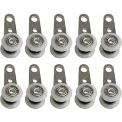 Lot De 10 Roulettes Pour Baies Vitrées Ou Portes Coulissantes - En Métal Et En Plastique - 4,5 X 1,9 Cm