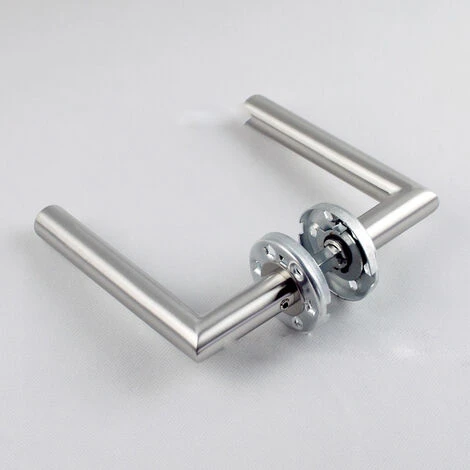 Paire De Poignées De Porte Sur Rosaces Rondes , Inox 304 Sans Rosaces De Fonction(ponçage)