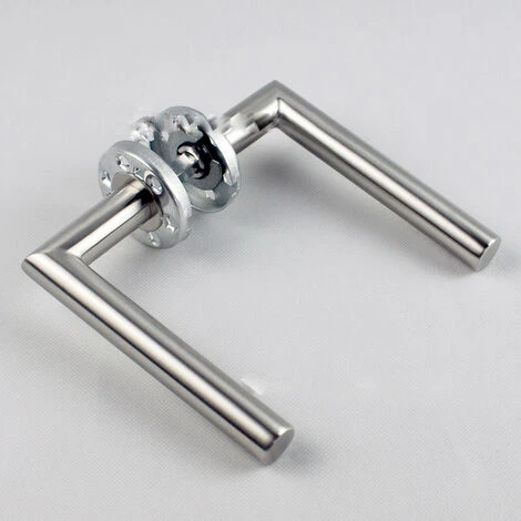 Paire De Poignées De Porte Sur Rosaces Rondes , Inox 304 Sans Rosaces De Fonction(ponçage) – Image 4