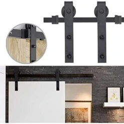 Lot De Ferrures De Porte Coulissantes 366 Cm - Système De Porte Coulissante - Rail De Roulement - Rail De Suspension Complet NAIZY