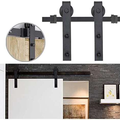 Lot De Ferrures De Porte Coulissantes 366 Cm - Système De Porte Coulissante - Rail De Roulement - Rail De Suspension Complet NAIZY