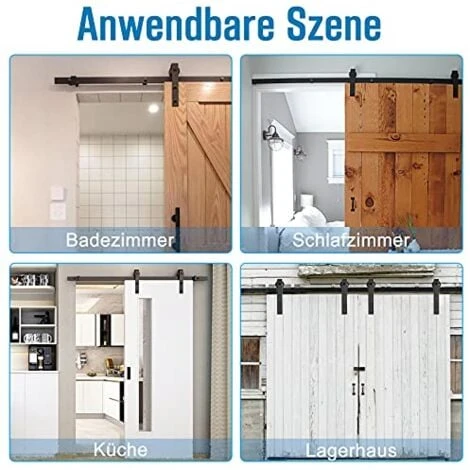 Lot De Ferrures De Porte Coulissantes 366 Cm - Système De Porte Coulissante - Rail De Roulement - Rail De Suspension Complet NAIZY – Image 3